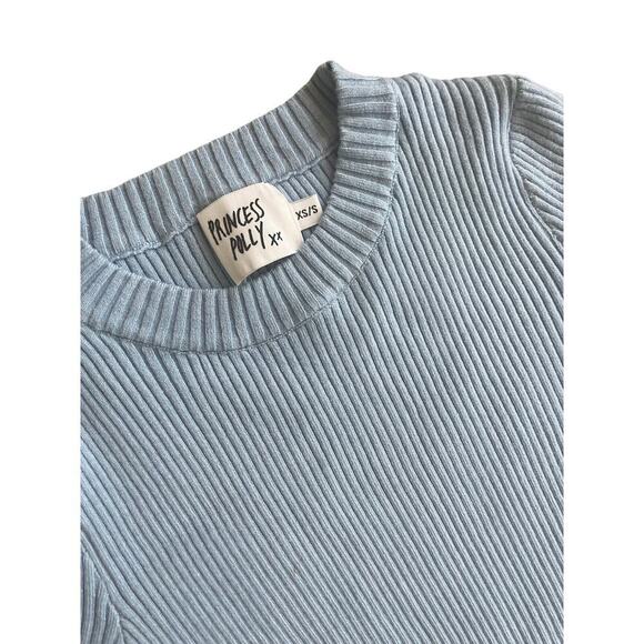 Princess Polly mini Dress Ribbed knitted Sz XS/S Baby blue Long sleeve Aesthetic - Picture 13 of 14